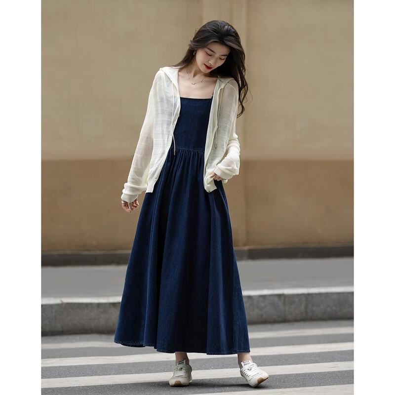 Demana Vintage Denim A-Line Adjustable Strap Dress