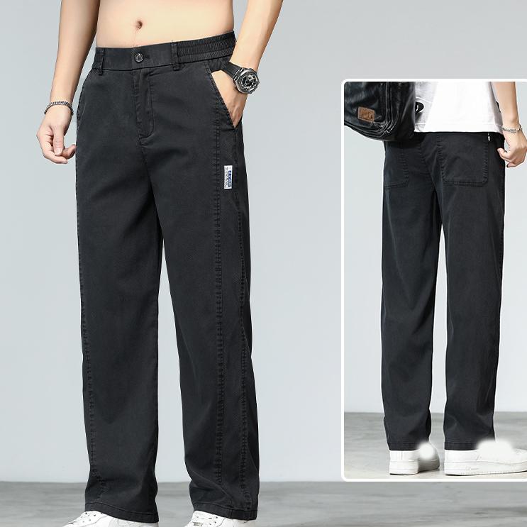 Summer Ultrathin Soft Lyocell Fabric Men's Jeans Loose Straight Denim Pants Design Casual Trousers Plus Size 5XL
