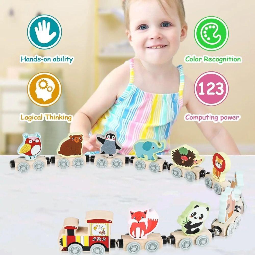 Educational Magnetic Train Toys Transportation Wooden Magnetic Train  Learning Teaching