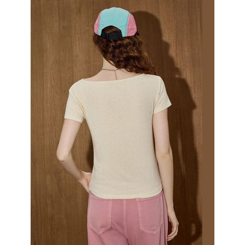 Coolhut Solid Color Versatile Swing Collar Short-Sleeve Casual Pure Desire Style Off-Shoulder Short-Sleeve Spicy Girl 2025 Summer Women's T-Shirt