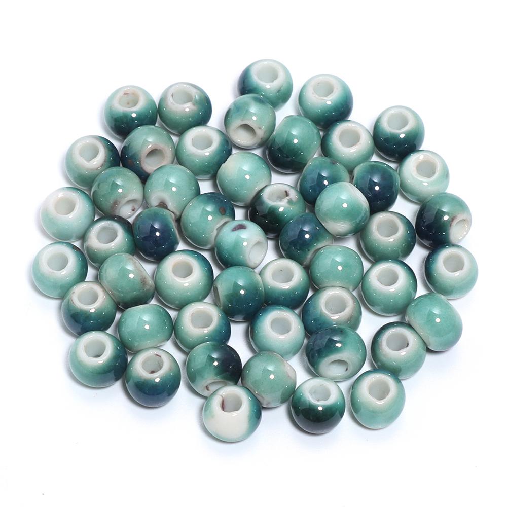 30pcs/lot Round Shape Ceramic Beads Colorful Loose Beads Spacer Beads For DIY Jewelry Making Necklace Bracelet Accessories