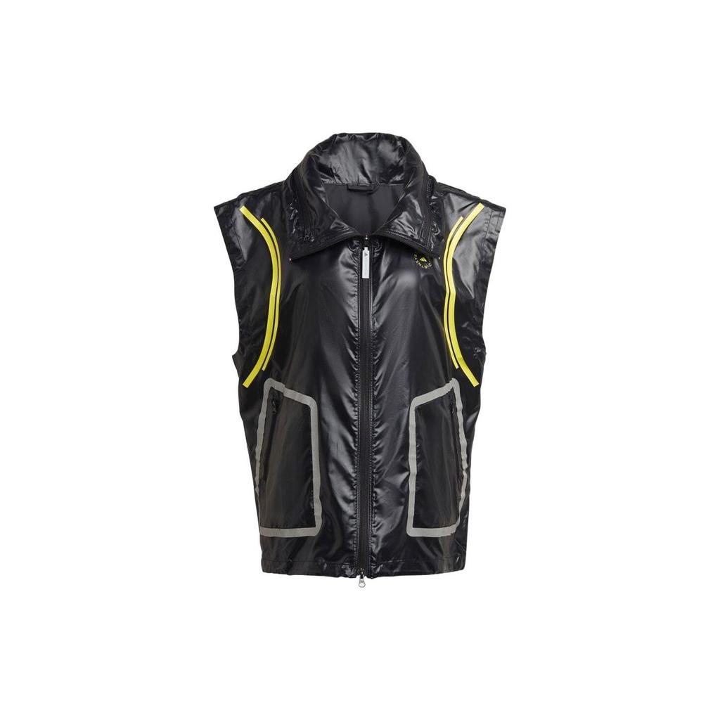 Adidas Contrast Trim Zip Sleeveless Vest Women Vests Black HI6052