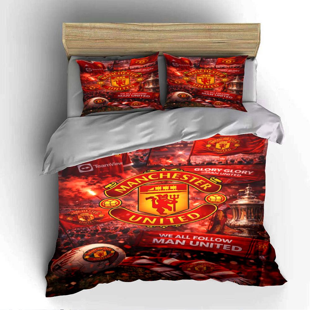 Manchester United Bedding Set Bedding Set (1 Duvet Cover, 2 Pillowcases, Duvet Not Included)