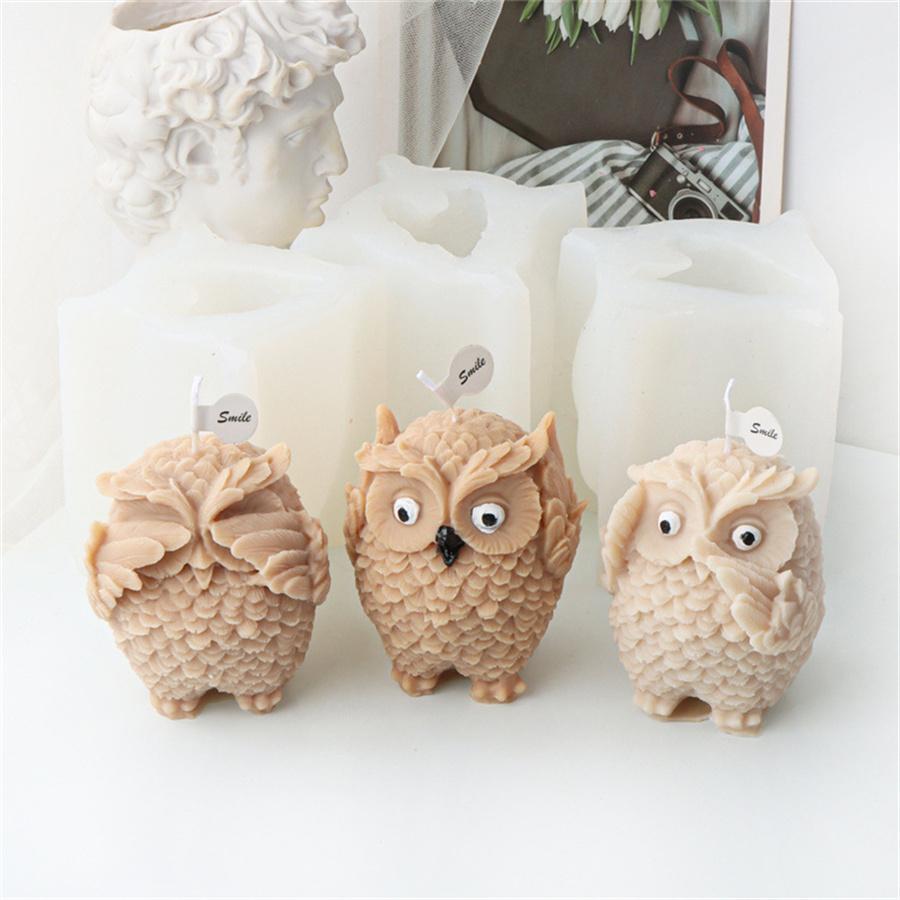 3D Cartoon Eule Silikonform DIY Niedliches Tier Duftkerzenform Gips Handwerksdekoration Seife Eiswürfel Backform
