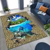 3D Illusion Breaking Wall Dinosaur Animal Series Rug for Bedroom Living Room Sofa Home Doormat Decor,Large Non-slip Floor Mat