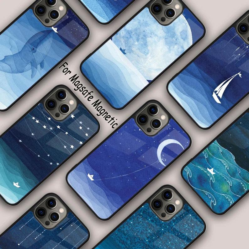 Ocean Waves Sailboat Magnetic Phone Case For APPLE iPhone 17 Air 16 14 13 12 Pro Max 15 Plus Wireless Charge With MagSafe Cover