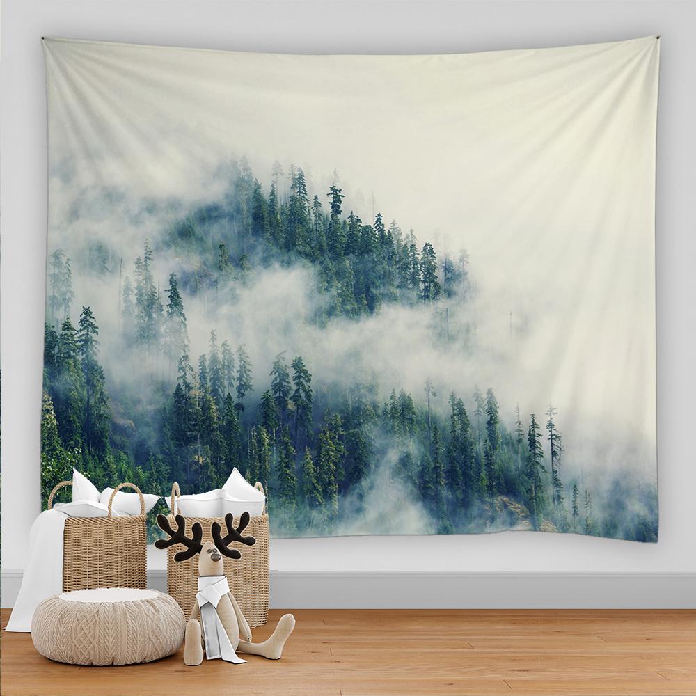 

Психоделический природный лесной пейзаж с принтом настенного покрытия коврик для йоги богемный домашний гобелен для украшения комнаты 100X75CM