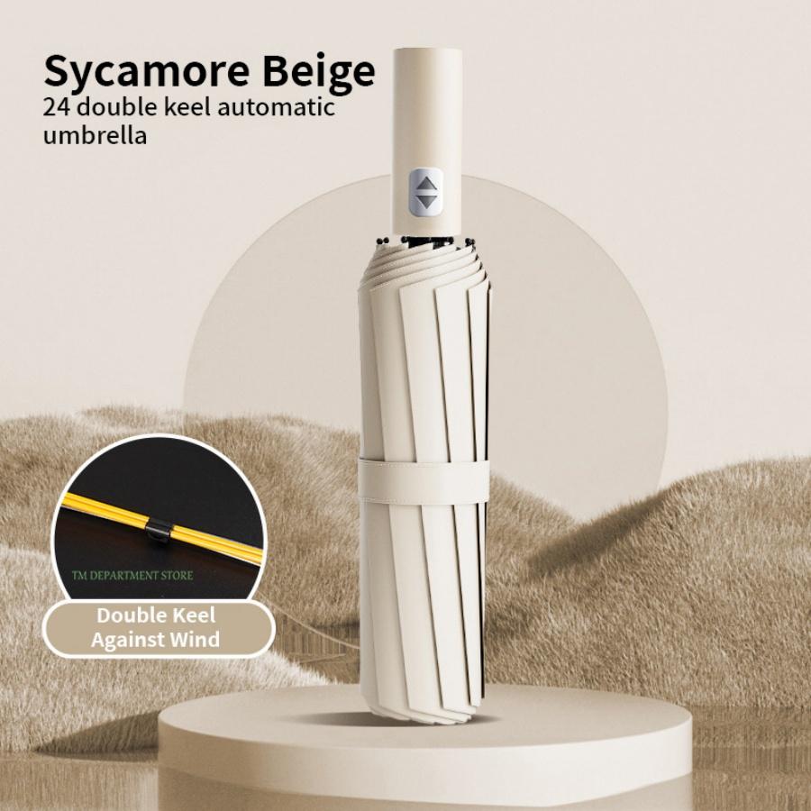 Full-Automatic Umbrella Stormproof for Rain Umbrella Wind Resistant Foldable Umbrella 24 Ribs Large High Quality Umbrella Stand