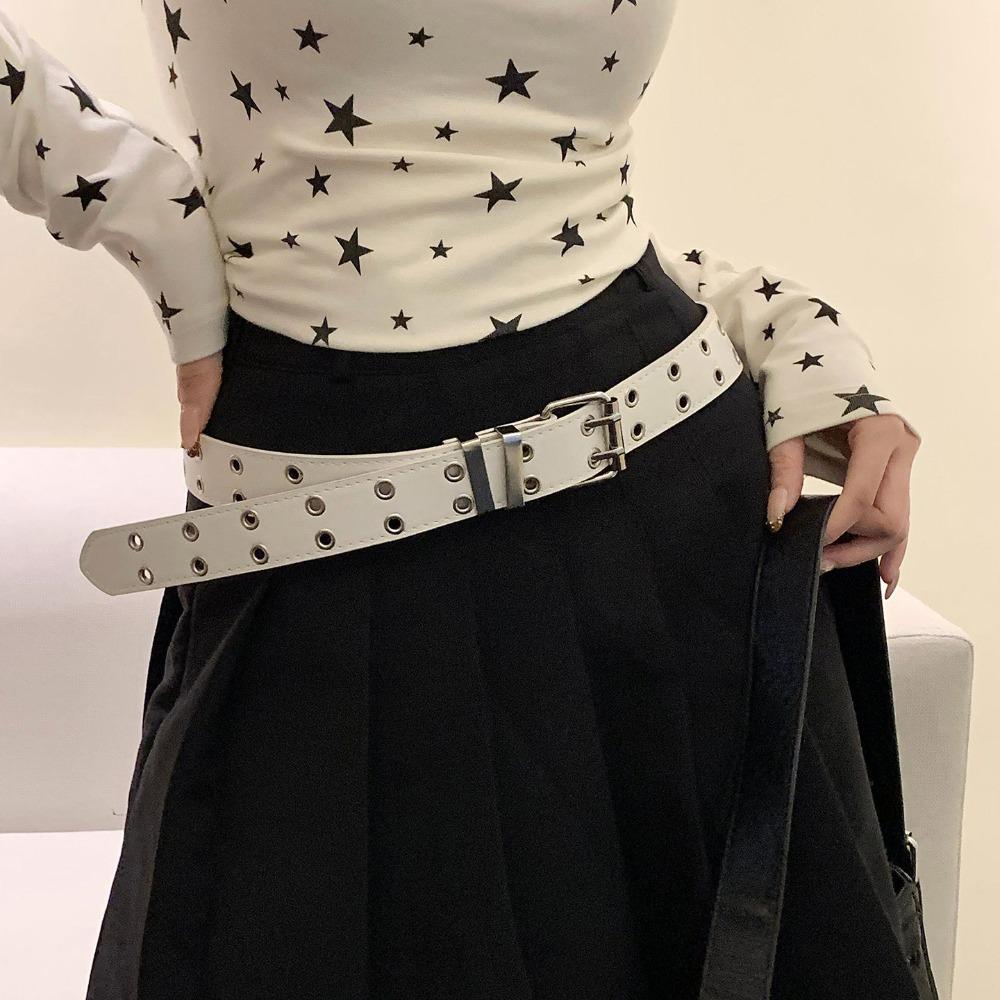 Adjustable Punk Belt PU Leather Women's Belt New Eyelet Waist Belt Daily Outfits
