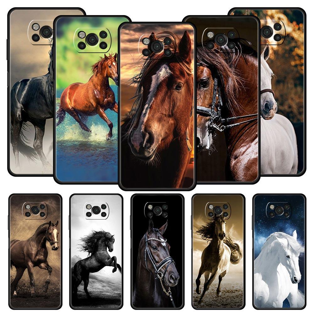 

Чехол для телефона Running Horse Animal для Xiaomi Poco X6 X5 Pro X4 X3 NFC F5 Pro F4 F3 GT M5 M4 Pro 5G M3 C51 C50 C55 Мягкий чехол Poco X3 Pro