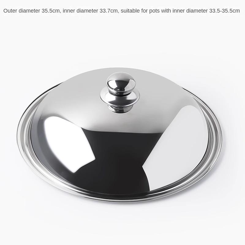 Stainless Steel Old Iron Pot Cover, Thickening Wok, Universal Pot Cover, Kitchen Tools with a Smooth Handle, Modern Household