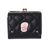 L25163 Esther Bunny Mini-Geldbörse mit Verschluss und gestepptem Design, fasst 9 Karten, inklusive Münzfach, 9cm x 10cm x 3cm, Schwarz, für den Inlandsverkauf in Japan