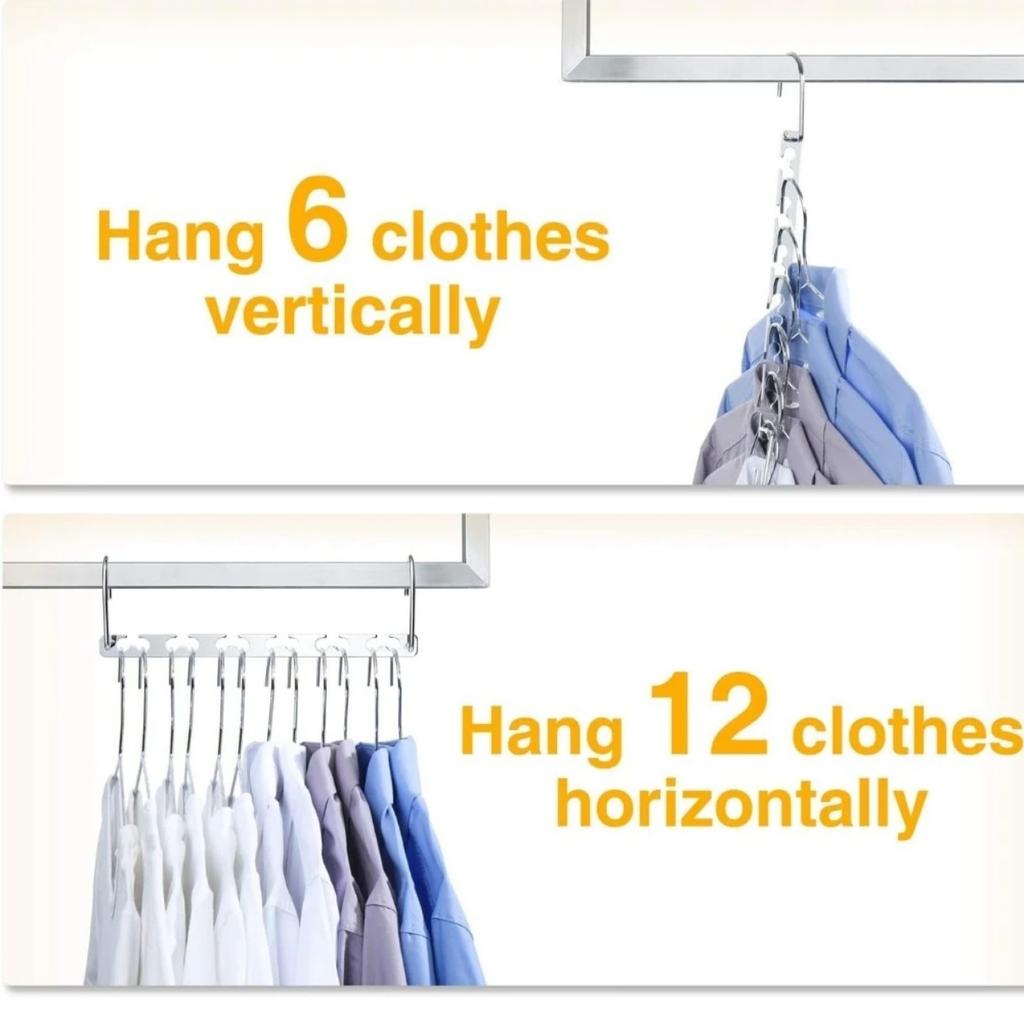 וו קסם מנירוסטה 6 חורים מתלים מתכת רב-תכליתיים חיסכון במקום מחזיק ארגון אחסון מלתחה מדורגים חזקים