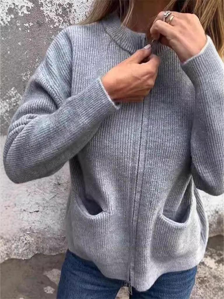 2024 Women's Autumn/Winter Bestseller Casual Stand-Up Collar Zipper Jacket with Pockets