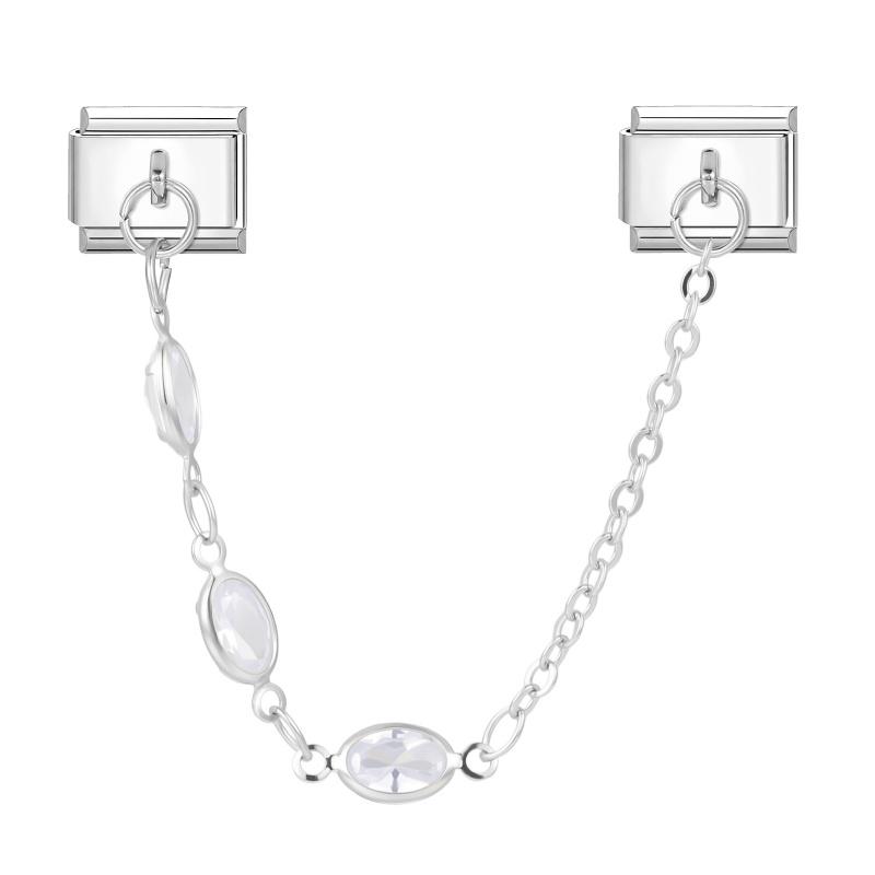 Star Butterfly Heart Zircon Round Pearls Tassel Chain Italian Charm Links Fit 9mm Bracelet Stainless Steel Women DIY Making Gift