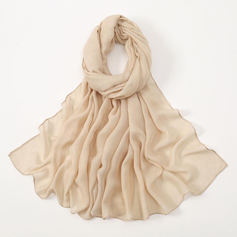High Quality Thin Modal Monochrome Thin Edge Small Size Breathable Human Cotton Shawl Cotton and Linen Women's Scarf Headscarf