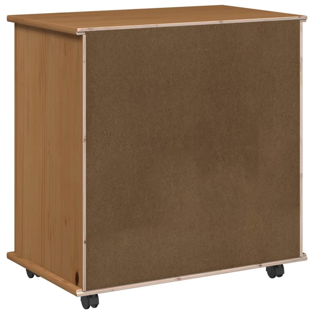 Honigbrauner mobiler Aufbewahrungsschrank 63,5 x 39 x 65,5 cm Massivholz Kiefer