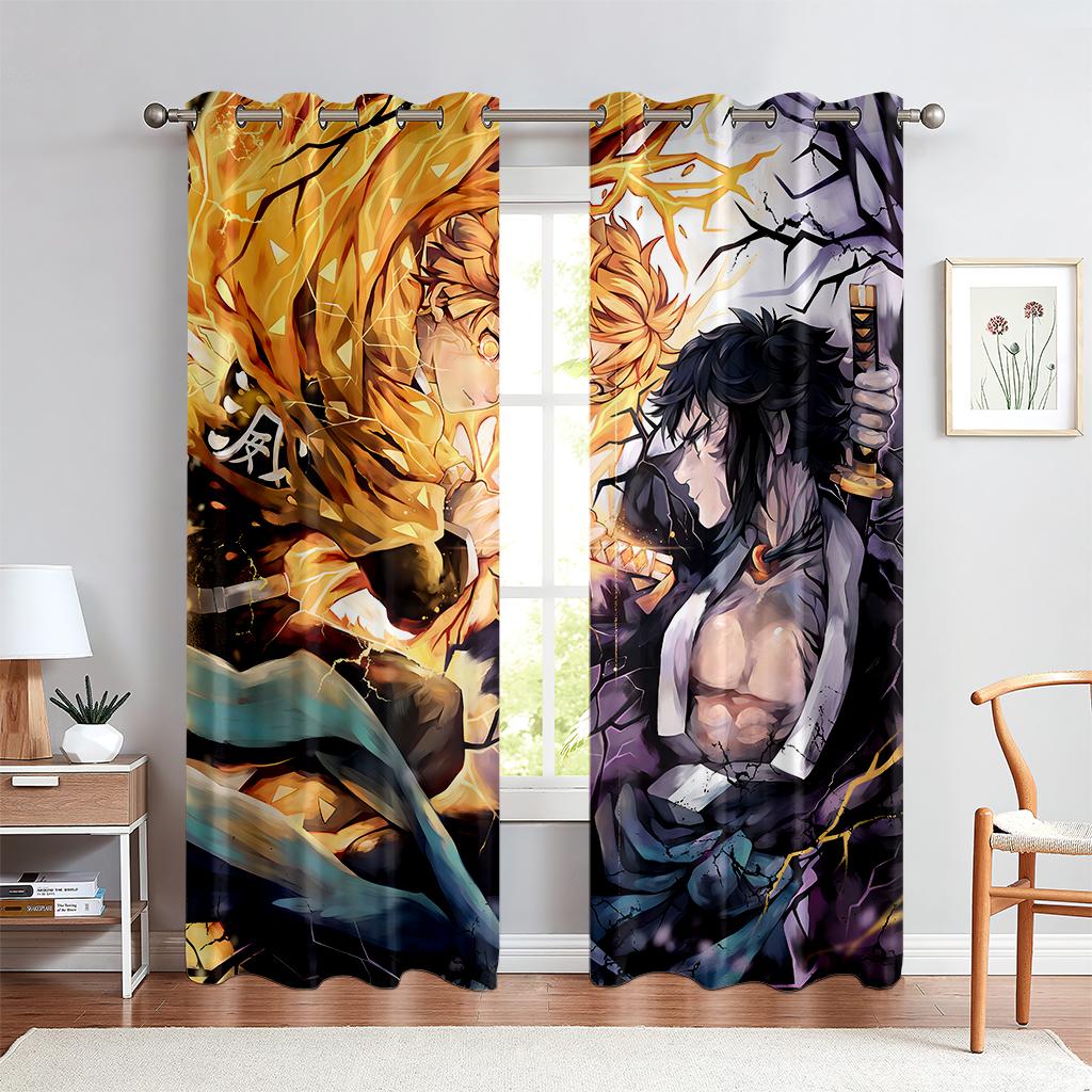 3D Cartoon Anime Character Curtains Children's Favorite Bedroom Decor Anime Curtains 2 Panels Boy Girl Room Den Window Decor