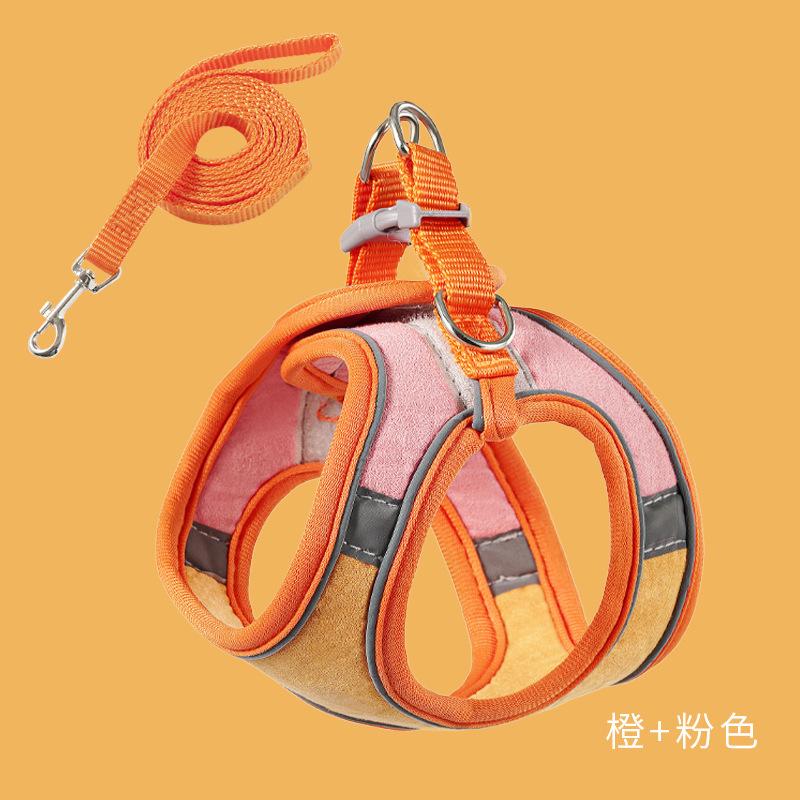 רצועת חזה לחתול אפוד מסוג נושם רשת מחזיר אור הליכה לכלבים קטנים הליכה לחתולים חבל ציוד לחיות מחמד