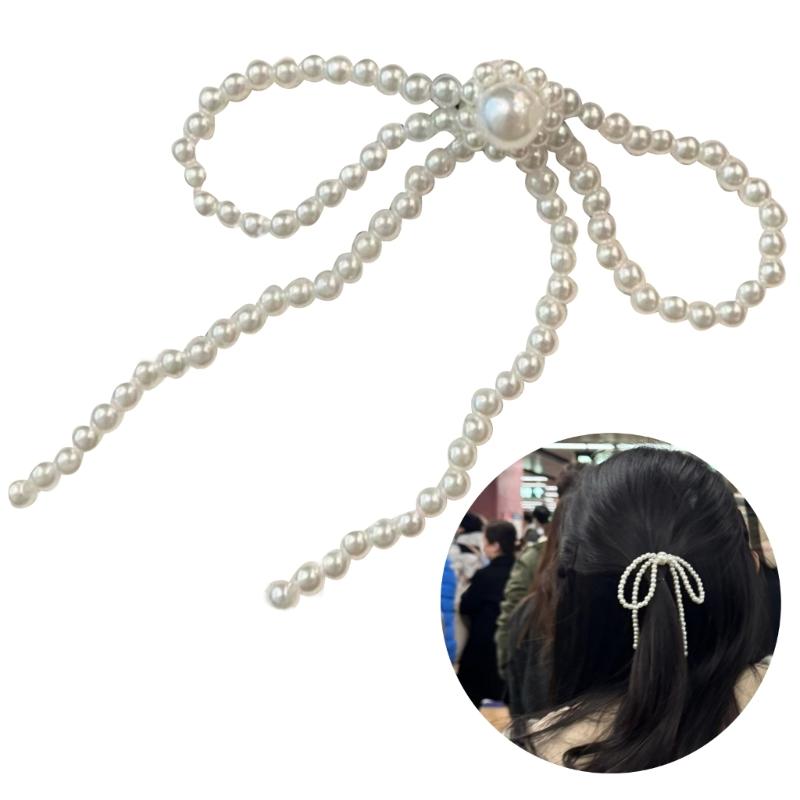 Artificial Pearls Bowtie Hairpin Duckbills Clip Barrettes Braids Clip Hair Decors