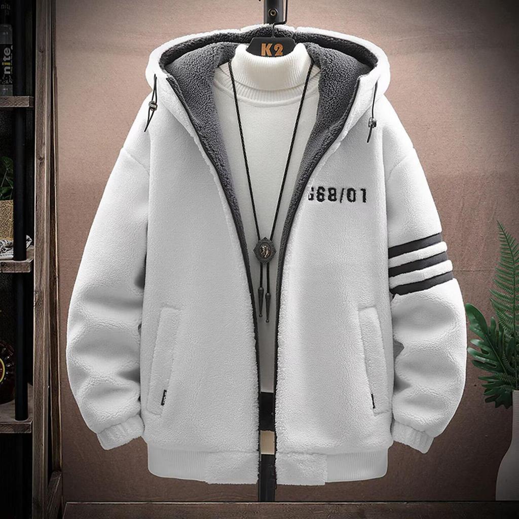 Men's Cotton-Padded Fleece Jacket for Autumn/Winter - Thick, Hong Kong Style for Teens, Boys, Junior & High School Students