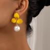 Japanese & Korean Style Sweet Floral Pearl Stud Earrings for Women - Chic, Niche, Elegant Design for Daily Wear