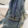 Washed denim large capacity backpack fashionable retro style autumn and winter large capacity denim backpack commuter bag