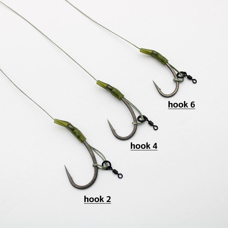 3pcs/pack Carp Fishing Rig Slip D Rig Hair Rig With Quick Change Swivel Curve Shank Hook Size 2/4/6 PTFE Coating High Carbon Steel