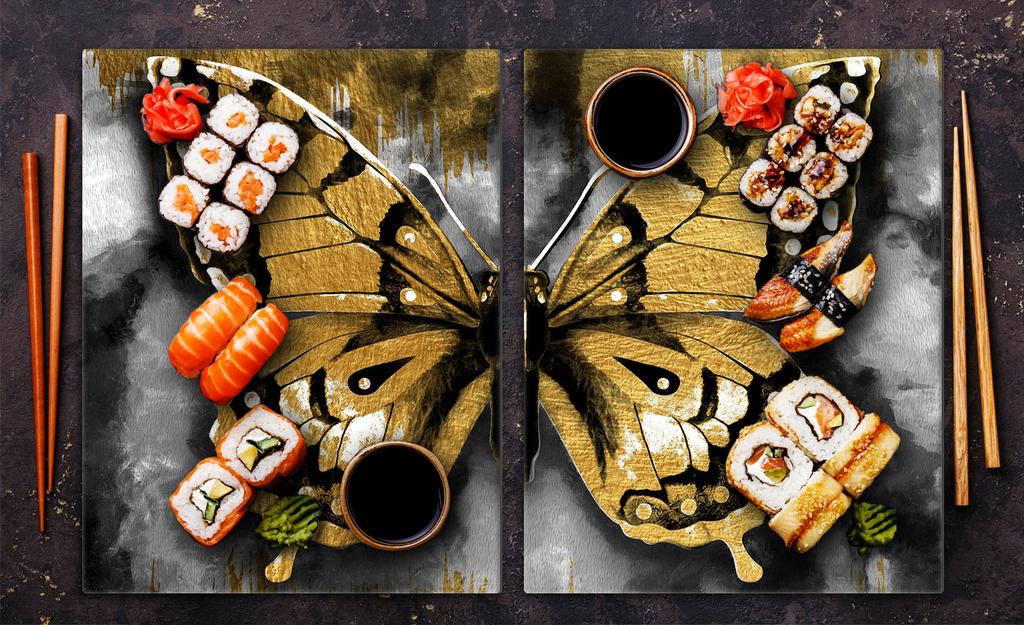 Szklana płyta ochronna na kuchenkę 2x40x52 Motyl
