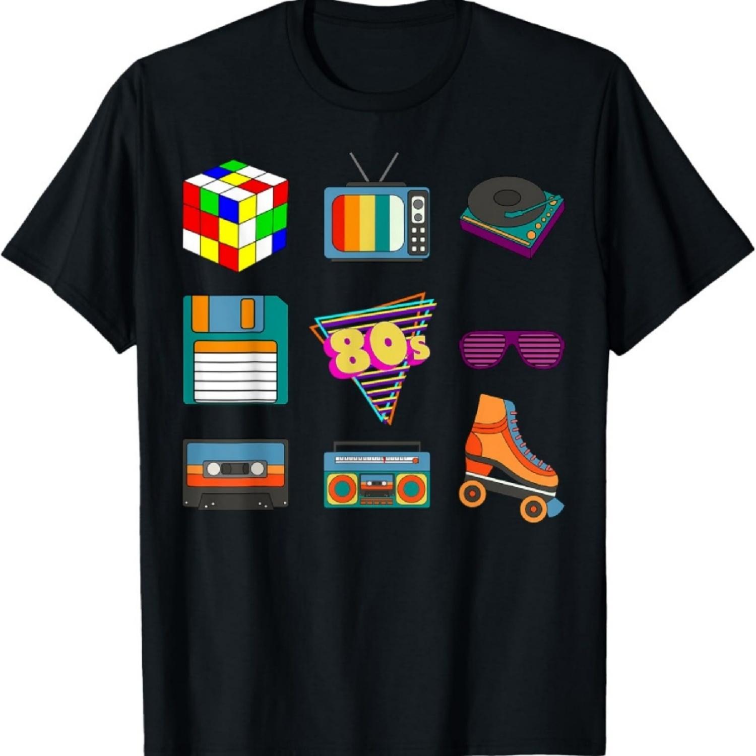 

80 s Retro Fashion Throwback Culture Disco Music Party Lover Short Sleeve T-Shirt XXXXXL чёрный