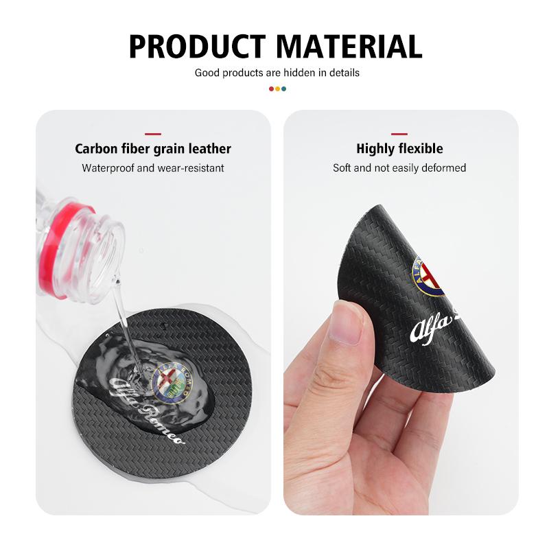 2 Pièces Sous-verres de Voiture Porte-gobelet d'Eau Tapis Antidérapants Accessoires Pour Alfa Romeo GT Stelvio F1 Brera Volante Tonale Gloria Disco