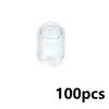 MOC DIY Compatible 100Pcs 3062 Brick Round 1 X 1 Open Stud Transparent Cylinder Building Blocks Assmble Particle Kid Toy Gift