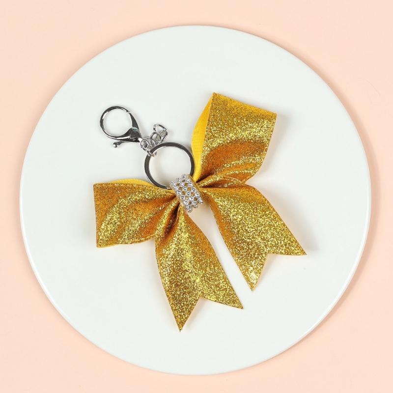 Vielseitiger Cheerleading-Schleifenanhänger Schicker Schlüsselanhänger mit Glitzer und Strasssteinen für Handykette oder Taschendekoration