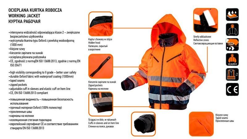 High Visibility Padded Work Jacket Orange Size Xl - T N81-711-Xl
