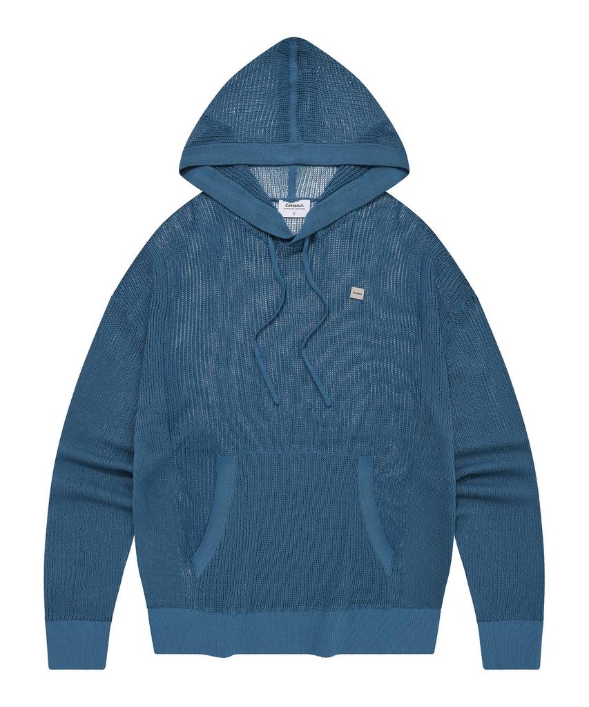 COVERNAT Authentic Mesh Knit Hoodie Ash Blue