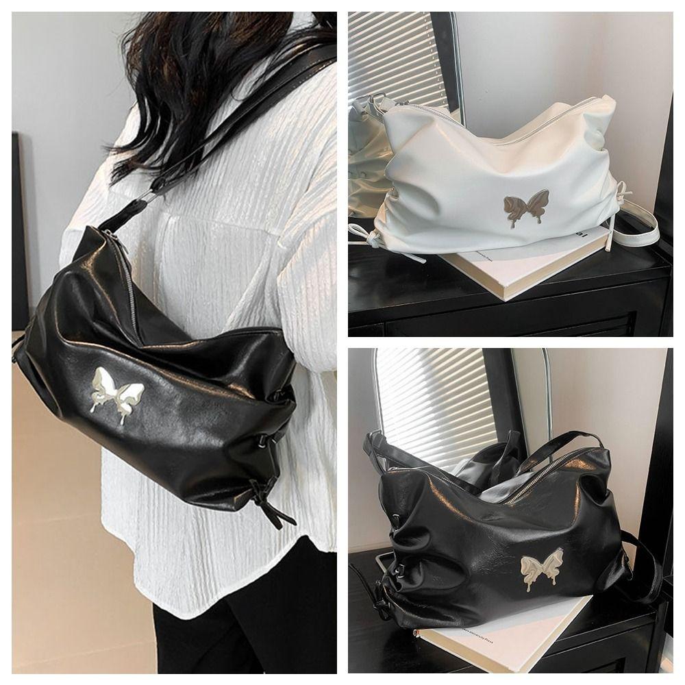 

PU Leather Y2k Shoulder Bag Handbag Bow Underarm Bag Adjustable Butterfly Crossbody Bag Outdoor белый