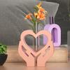 2026 Latest Models Love Hydroponic Vase Silicone Mold Test Tube Hand Holding Flower Pot for Home Decor Florist Plaster Molds