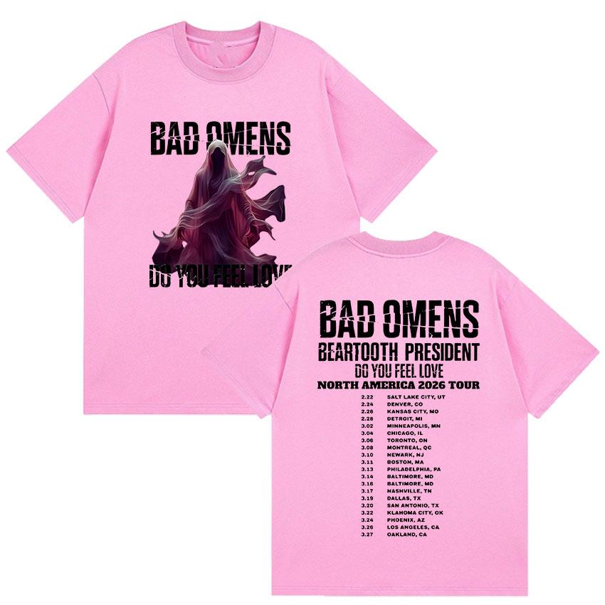 Bad Omens Do You Feel Love Tour 2026 Bedruckte T-Shirts Herren Damen Retro Oversized Baumwoll-T-Shirt Klassische Punk Gothic Kleidung T-Shirt