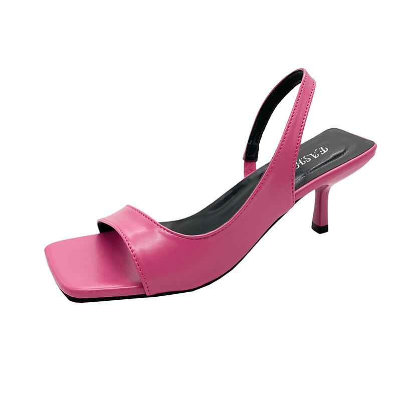 French niche high-heeled sandals fairy shoes summer 2025 new square head thin heel empty skirt single shoes