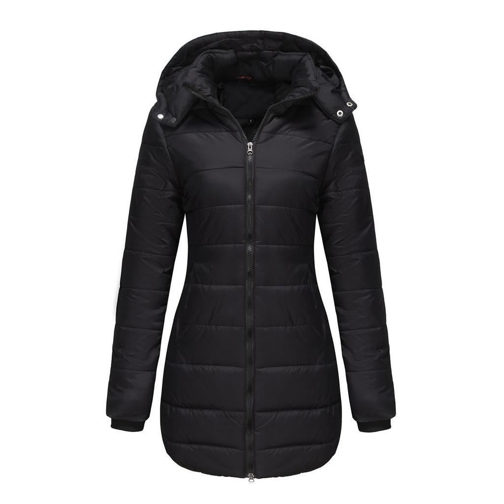 2023 Water-Repellent Cotton Parka with Detachable Hood and Long Sleeves - Warm Autumn/Winter Jacket for Women