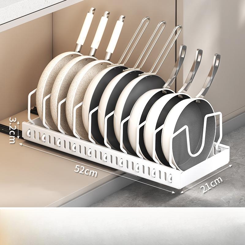 Pull Out Pot Lids Organizer Rack, 2pcs Pots and Pans Organizer for Under Cabinet, Pot Lid Holder with 8 Adjustable Compartment for Kitchen Cabinet