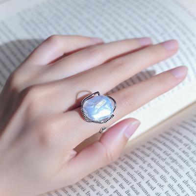 SENIKO 12-16mm Natural Freshwater Pearl Rings For Women Fashion Female Cubic Zirconia CZ Ring Pearl Jewelry Adjustable Ring