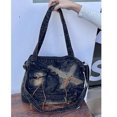 Washed Denim Shoulder Bag for Women Large Capacity Handbag Large Handbag New Fashion Designer