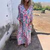Women's Spring and Summer V-neck Fashionable Vacation Printed Dress