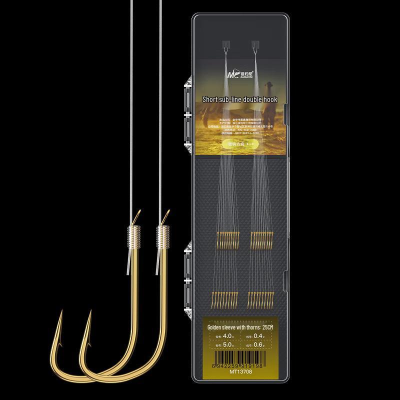 JiaDiaoni Pre-Tied Double Fishing Hooks with Short Leaders