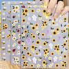 3 To 15 Sheets 5D Sunflower Daisy Nail Stickers Bee Ladybug Flower Decals Self Adhesive Spring Nail Art