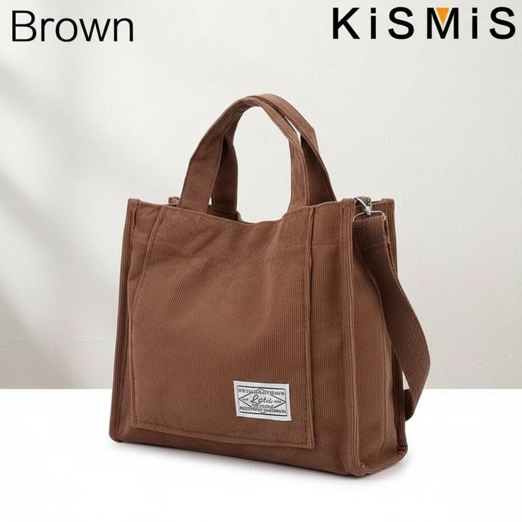 

Fashionable Corduroy Shoulder Bag for Women Large Capacity Handbag Portable Small Square Crossbody Bag Trendy Style коричневый