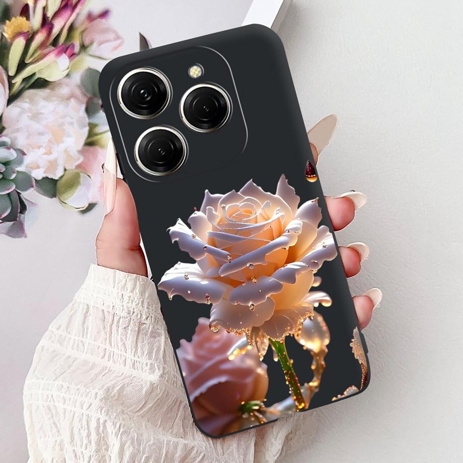 Luxury Matte Silicone Soft Case For Tecno Spark 20 20Pro 20 Pro+ 4G 5G Spark 20C KJ7 KJ6 KJ5 BG7 Capa Flower Loving Heart Cover