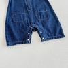 Baby Summer Rompers 3-24M Loose Boys Clothes Thin Toddler One Piece Solid Color Girls Denim Overalls + Hat