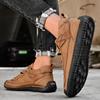 Men's Hand-stitched Leather Casual Shoes Outdoor Non-slip Light Hiking Sneakers Versatile Soft Sole Men's Casuals Plus Size 2026
